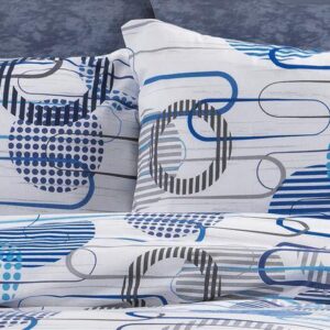Μαξιλαροθήκη Εμπριμέ Διώνη 602 50X70 White-Blue 70/30 Cott/Pol