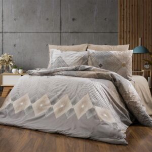 Πάπλωμα Εμπριμέ Καλλιρόη 603 220X240 Grey-Mocha 70/30 Cott/Pol