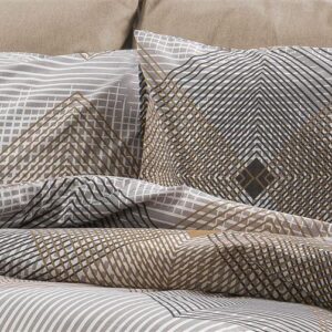 Μαξιλαροθήκη Εμπριμέ Καλλιρόη 603 50X70 Grey-Mocha 70/30 Cott/Pol