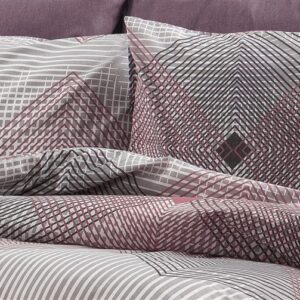 Μαξιλαροθήκη Εμπριμέ Καλλιρόη 606 50X70 Grey-Burgundy 70/30 Cott/Pol