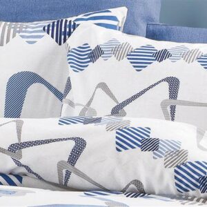 Μαξιλαροθήκη Εμπριμέ Δαρεία 489 50X70 White-Blue 70/30 Cott/Pol