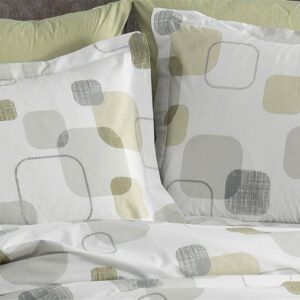 Μαξιλαροθήκη Εμπριμέ Μελίνα 708 50X70 White-Olive 100% Cotton