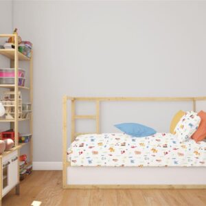 Κατωσέντονο Με Λάστιχο bebe Forest Animals 070 0,70X1,40X0,15 White-Sky Blue 100% Cotton Flannel