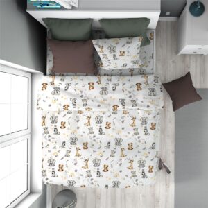 Παπλωματοθήκη Εμπριμέ kids Savanna 36 160X240 White-Grey 100% Cotton Flannel