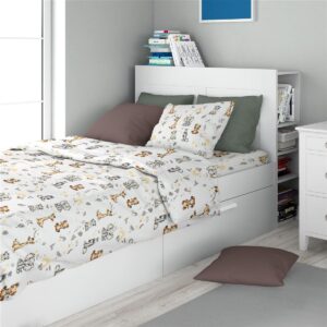 Σεντόνια Εμπριμέ Σετ 3 τεμ kids Savanna 36 160X240 White-Grey 100% Cotton Flannel
