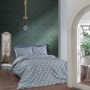 Σεντόνια Εμπριμέ Σετ 4 τεμ Οφηλία 279 220X240 Blue 70/30 Cott/Pol