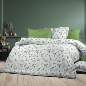 Παπλωματοθήκη Εμπριμέ Μυρτώ 351 160X240 Green 100% Cotton Flannel