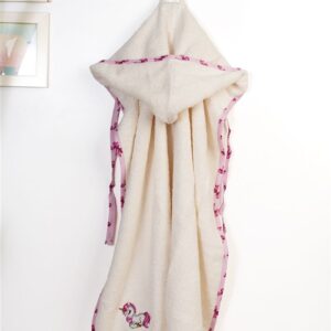 Κάπα Με Κέντημα bebe Unicorn 189 75X85 Ecru-Pink 100% Cotton