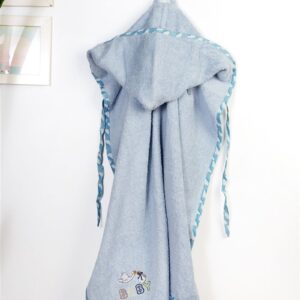 Κάπα Με Κέντημα bebe Stork 191 75X85 Sky Blue 100% Cotton