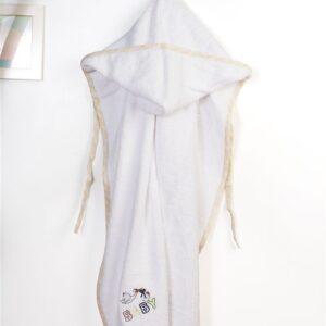 Κάπα Με Κέντημα bebe Stork 193 75X85 White-Yellow 100% Cotton