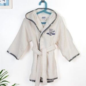 Μπουρνούζι Με Κέντημα kids Aviator 185 Size: 02 Ecru-Grey 100% Cotton