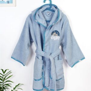 Μπουρνούζι Με Κέντημα kids Cloudy Bear 175 Size: 04 Sky Blue 100% Cotton