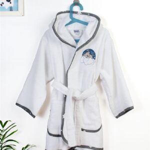 Μπουρνούζι Με Κέντημα kids Cloudy Bear 176 Size: 02 White-Grey 100% Cotton