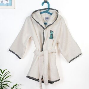 Μπουρνούζι Με Κέντημα kids Dinosaur 181 Size: 04 Ecru-Grey 100% Cotton