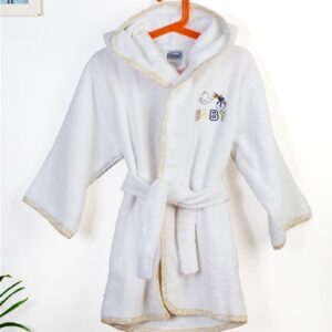 Μπουρνούζι Με Κέντημα kids Stork 193 Size: 04 White-Yellow 100% Cotton