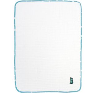 Κουβέρτα Πικέ Με Κέντημα bebe Dinosaur 180 100X160 White-Sky Blue 100% Cotton