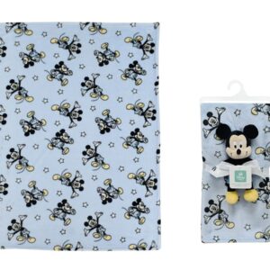 Λούτρινο Disney Home Σετ 2 Τεμ. bebe Mickey 29 Ύψος 25 cm & Κουβέρτα Coral Fleece 75X100 cm Wathet Blue 100% Polyester