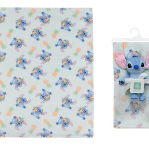 Λούτρινο Disney Home Σετ 2 Τεμ. bebe Stitch 27 Ύψος 25 cm & Κουβέρτα Coral Fleece 75X100 cm Light Green 100% Polyester