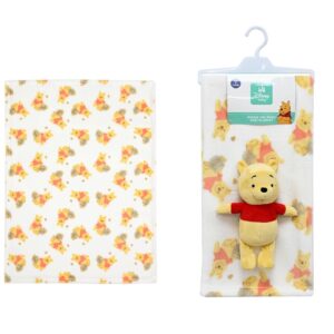 Λούτρινο Disney Home Σετ 2 Τεμ. bebe Winnie 32 Ύψος 25 cm & Κουβέρτα Coral Fleece 75X100 cm White-Yellow 100% Polyester