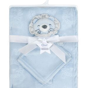 Νάνι-Πανάκι Παρηγοριάς bebe σετ 2 τεμ. Lion 09 33X33 & Κουβέρτα Coral Fleece 75X100 cm Sky Blue 100% Polyester