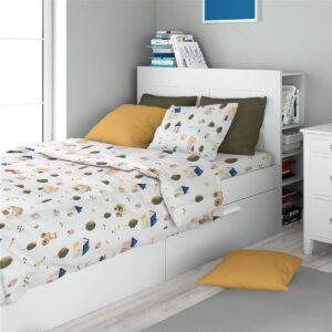Σεντόνια Εμπριμέ Σετ 3 τεμ kids Village 579 160X240 White-Green 100% Cotton