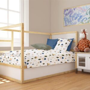 Παπλωματοθήκη Εμπριμέ bebe Village 579 120X160 White-Green 100% Cotton