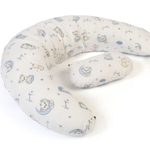 Μαξιλάρι Εγκυμοσύνης - Θηλασμού 2 σε 1 bebe Bear's Nest 03 155x35x20 White-Sky Blue 100% Cotton