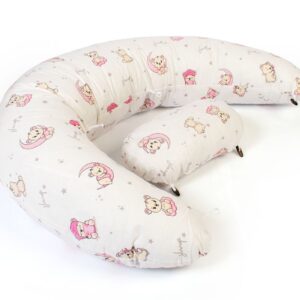 Μαξιλάρι Εγκυμοσύνης - Θηλασμού 2 σε 1 bebe Bear's Nest 04 155x35x20 White-Pink 100% Cotton