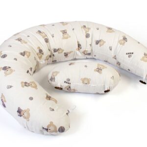 Μαξιλάρι Εγκυμοσύνης - Θηλασμού 2 σε 1 bebe Bear's Nest 05 155x35x20 White-Grey 100% Cotton