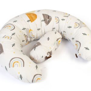Μαξιλάρι Εγκυμοσύνης - Θηλασμού 2 σε 1 bebe Rainbow 01 155x35x20 White-Grey 100% Cotton