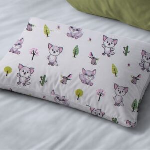 Μαξιλαροθήκη Εμπριμέ bebe Baby Foxes 594 35X45 White-Pastel Lilac 100% Cotton