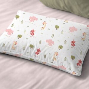 Μαξιλαροθήκη Εμπριμέ bebe Happy Safari 712 35X45 White-Pink 100% Cotton