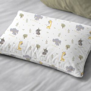 Μαξιλαροθήκη Εμπριμέ bebe Happy Safari 713 35X45 White-Grey 100% Cotton