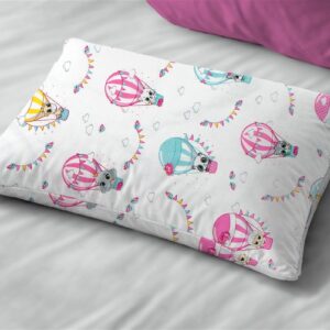 Μαξιλαροθήκη Εμπριμέ bebe The Floating Zoo 597 35X45 White-Pink 100% Cotton
