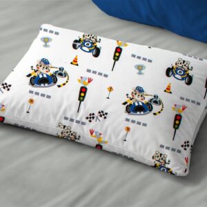 Μαξιλαροθήκη Εμπριμέ kids Animal Grand Prix 589 50X70 White-Blue 100% Cotton