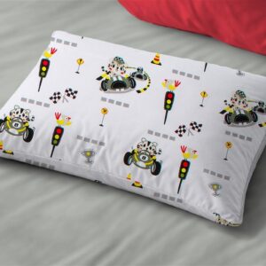 Μαξιλαροθήκη Εμπριμέ kids Animal Grand Prix 590 50X70 White-Olive 100% Cotton