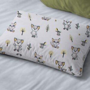 Μαξιλαροθήκη Εμπριμέ kids Baby Foxes 595 50X70 White-Grey 100% Cotton