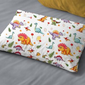 Μαξιλαροθήκη Εμπριμέ kids Dinosaur 520 50x70 White-Orange 100% Cotton