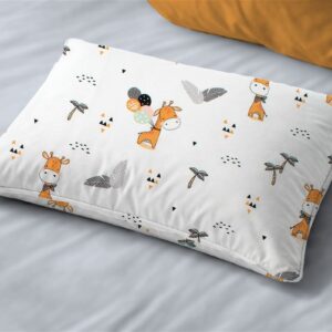 Μαξιλαροθήκη Εμπριμέ kids Giraffe 599 50X70 White-Orange 100% Cotton