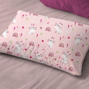 Μαξιλαροθήκη Εμπριμέ kids Rabbit Garden 585 50X70 Pink 100% Cotton