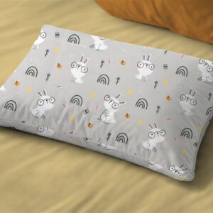 Μαξιλαροθήκη Εμπριμέ kids Rabbit Garden 586 50X70 Grey 100% Cotton