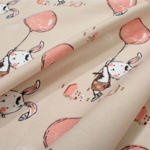 Πάνα Χασέ bebe Floating Bunny 714 80X80 Beige-Salmon 100% Cotton