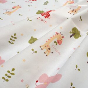 Πάνα Χασέ bebe Happy Safari 712 80X80 White-Pink 100% Cotton