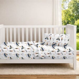 Παπλωματοθήκη Εμπριμέ bebe Animal Grand Prix 589 120X160 White-Blue 100% Cotton