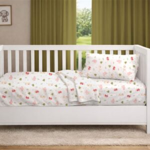 Παπλωματοθήκη Εμπριμέ bebe Happy Safari 712 120X160 White-Pink 100% Cotton