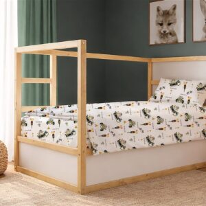 Παπλωματοθήκη Εμπριμέ kids Animal Grand Prix 590 160X240 White-Olive 100% Cotton