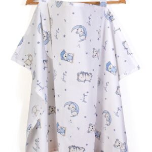 Ποδιά Θηλασμού bebe Bear's Nest 03 105x70 White-Sky Blue 100% Cotton