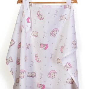 Ποδιά Θηλασμού bebe Bear's Nest 04 105x70 White-Pink 100% Cotton