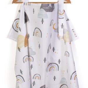 Ποδιά Θηλασμού bebe Rainbow 01 105x70 White-Grey 100% Cotton