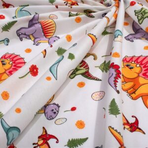 Σεντονάκι Λίκνου bebe Dinosaur 520 80x110 White-Orange 100% Cotton